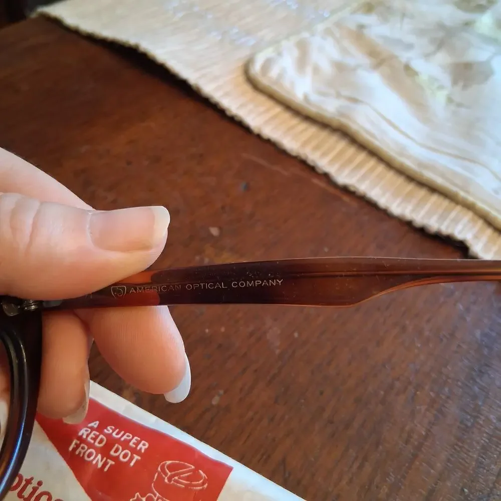 American Optical New old stock eye glasses amber sleek cat eye tortoise #2